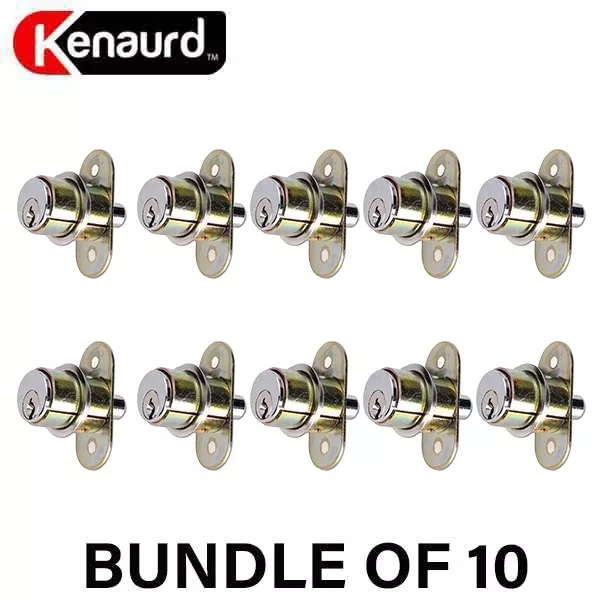 10 x Kenaurd - Flush Mount Plunger Lock - Satin Chrome (BUNDLE OF 10)