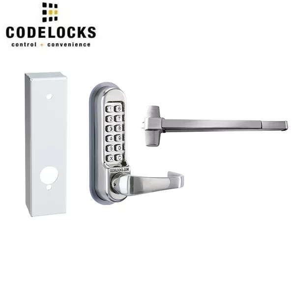 *Discontinued* CodeLocks - CL500 Gate Box Kit - Mechanical Lock - Exit Trim with Panic Rim Exit Device Gate Box Kit - Optional Rim Size -Heavy Duty - Panic Access Kit - Stainless Steel