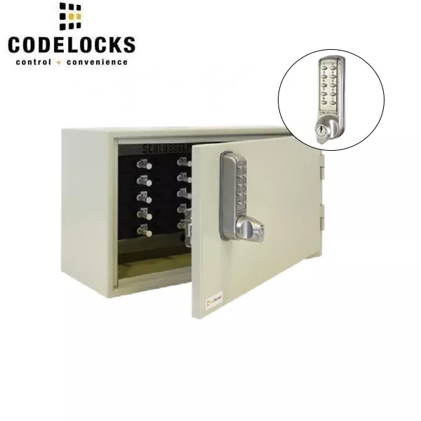 *Discontinued* CodeLocks - Key Control Hook Key Control Cabinet w/ CL2255 - Brushed Steel - Electronic Lock - Tubular Mortise Latch - Optional Lock Prep - Optional Size