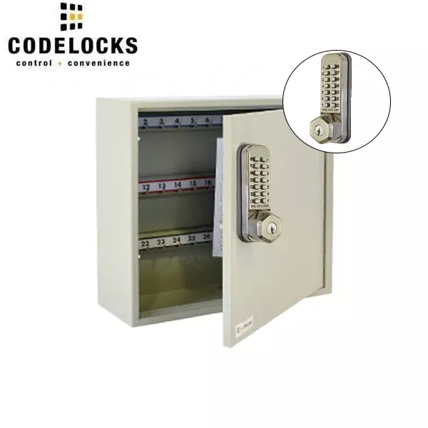 *Discontinued* CodeLocks - Key Secure Hook Key & Padlock Cabinet w/ CL255 - Mechanical Lock - Tubular Mortise Latch - Optional Cabinet Storage