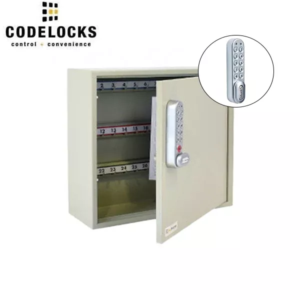 *Discontinued* CodeLocks - Key Secure Hook Padlock Cabinet w/ KL1000 - Portable - Keyless Access - Private & Public Function - Master & User - 25 Padlocks