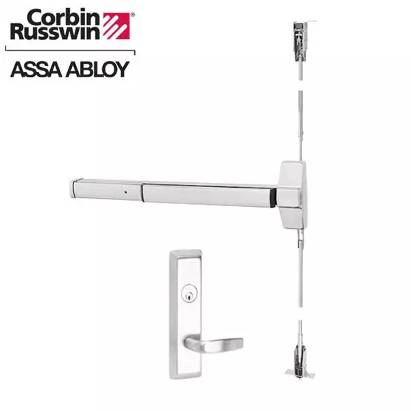 *Discontinued* Corbin Russwin - ED5860 - Concealed Vertical Rod Panic Exit Device w/ Motorized Latch Retraction - 36" - Storeroom - Satin Stainless Steel - Grade 1 - LHR/RHR