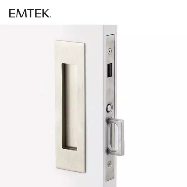 *Discontinued* EMTEK - 2156 - Narrow Modern Pocket Door Mortise -Rectangular - Dummy - US15 - Satin Nickel