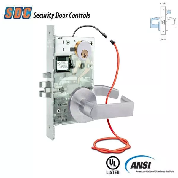 *Discontinued* SDC - Z7652LQE - Electrified Mortise Lock - MLR - Fail Secure - Eclipse Rose - Optional Handing - 24VDC - Satin Chrome - Fire Rated - Grade 1