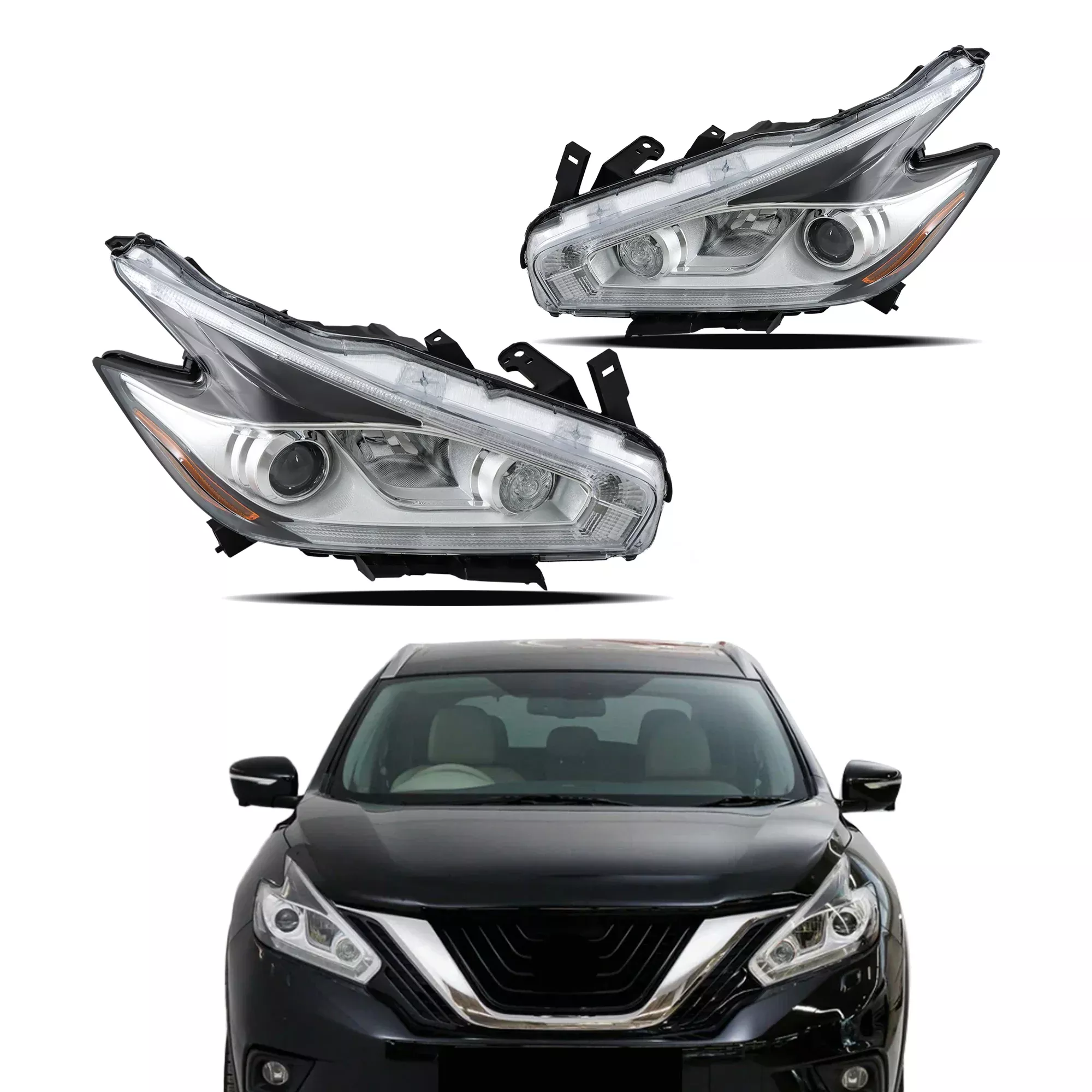 Driver and Passenger Side Headlight Headlamp Assembly Halogen W/DRL Left LH Right RH Replacement for Murano 2015 2016 2017 2018 Replacement for NI2502232 NI2503232