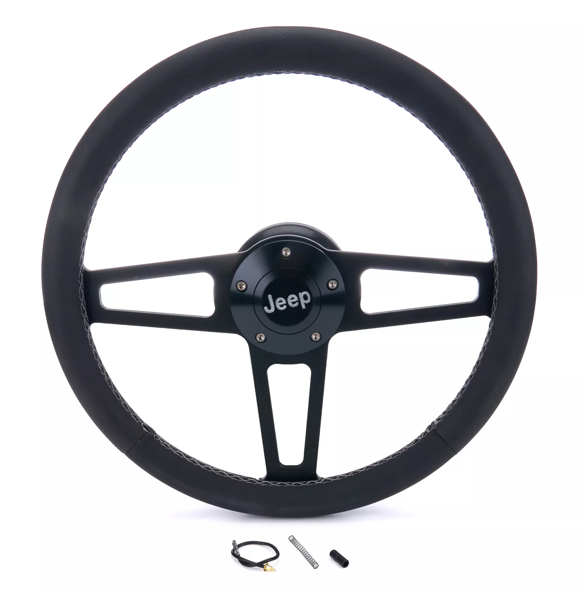 Grant - T Series Blk Wheel Jeep Logo/Install Kit