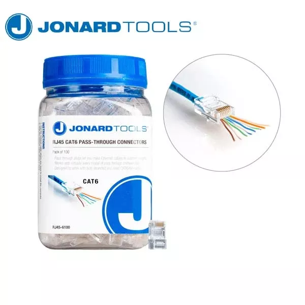 Jonard Tools - CAT6 RJ45 Pass-Through Connectors (Pack of 100)
