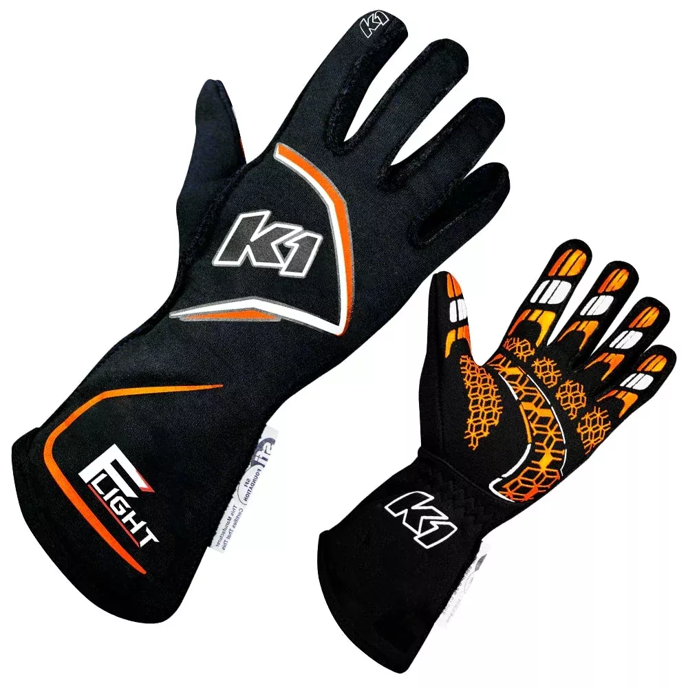 K1 RaceGear - Gloves Flight Medium Black-Flo Orange