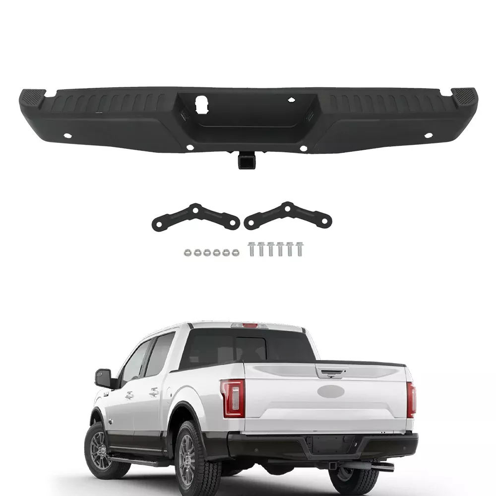 labwork Black Rear Step Bumper Assembly with Park Assist Sensor Holes with Max Tow Hitch Replacement for 2015-2020