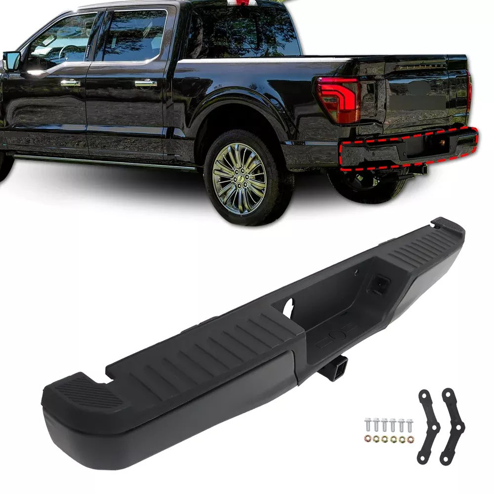 labwork Black Rear Step Bumper Assembly without Park Assist Sensor Holes with Max Tow Hitch Replacement for 2015-2020