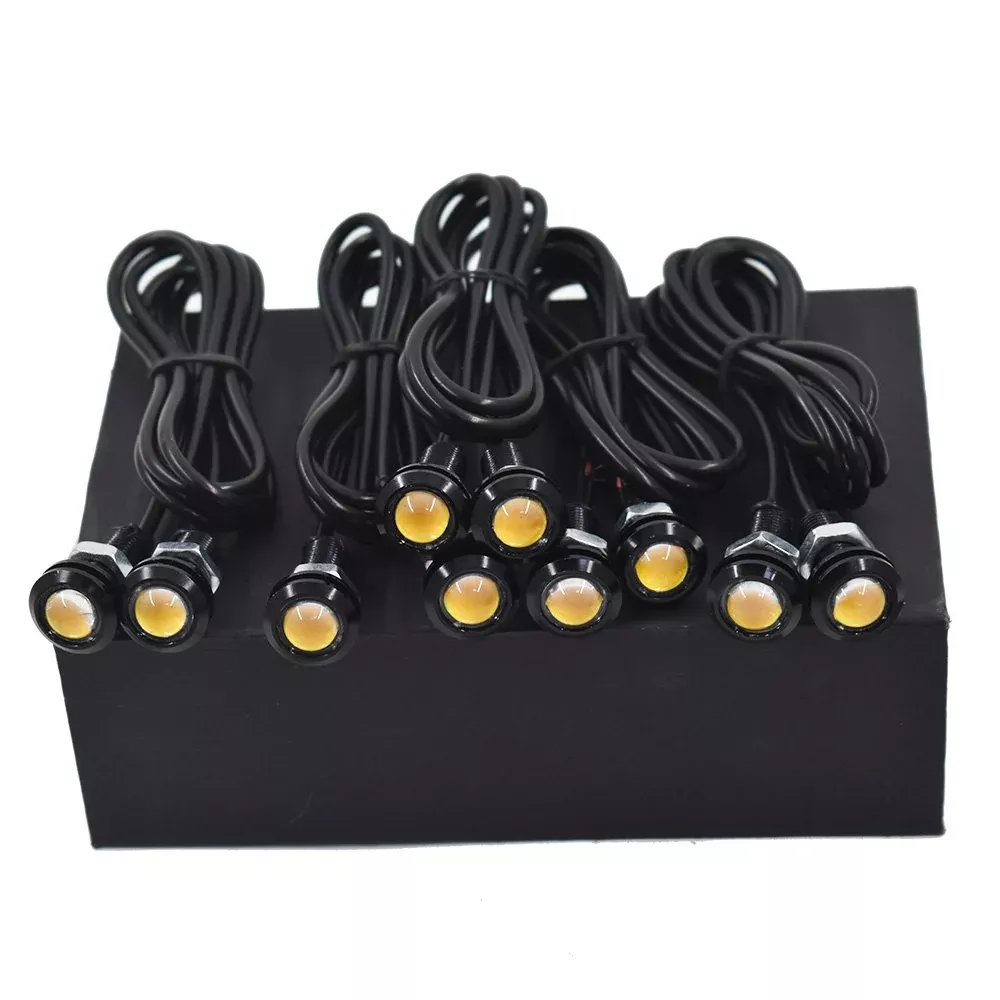 Labwork For eagle eye Fog DRL Reverse Backup Light LED 18MM Amber Yellow 10PCS
