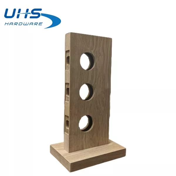 Lock Display with 3 Holes - Natural Wood - Short