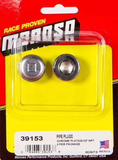 Moroso - 1/2in. NPT Chrome Pipe Plug 2 Per Package