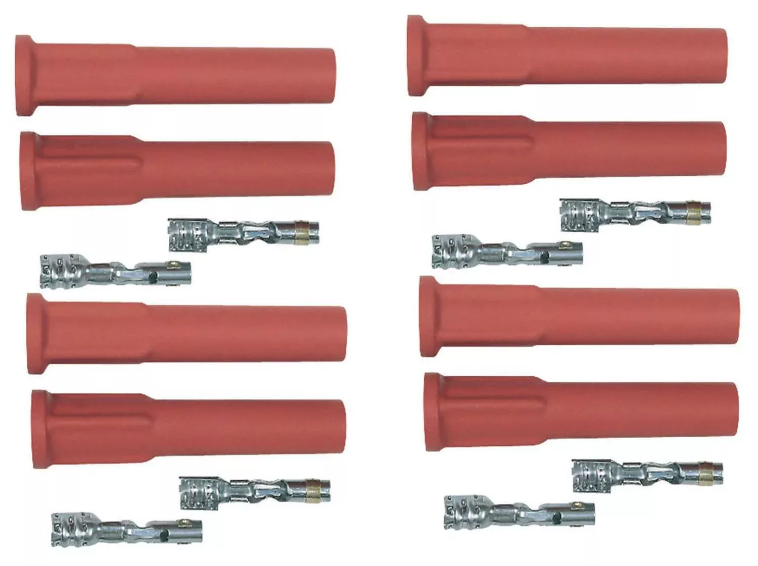 MSD - Pro Race Spark Plug Boot & Terminal Kit, Straight, Red, Set of 8