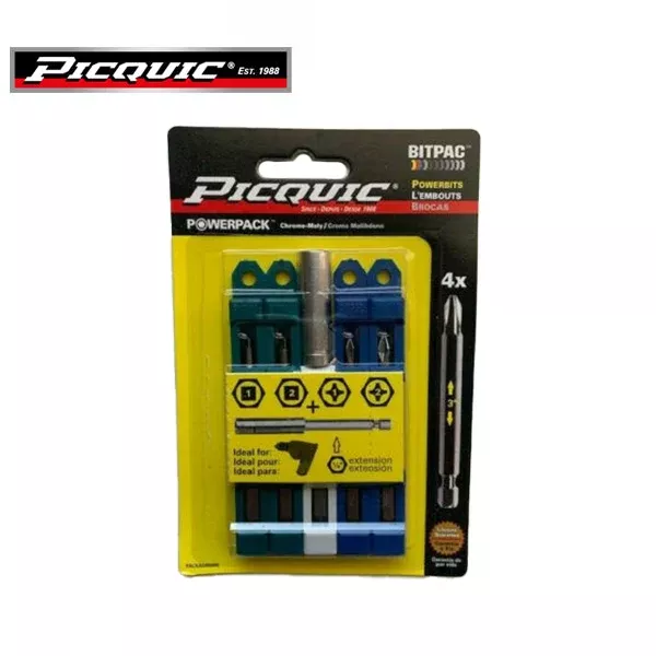 PICQUIC - Bitpac 95098 - Robertson 1 & 2 - Phillips 1 &2 - With 4" Extension Adapter